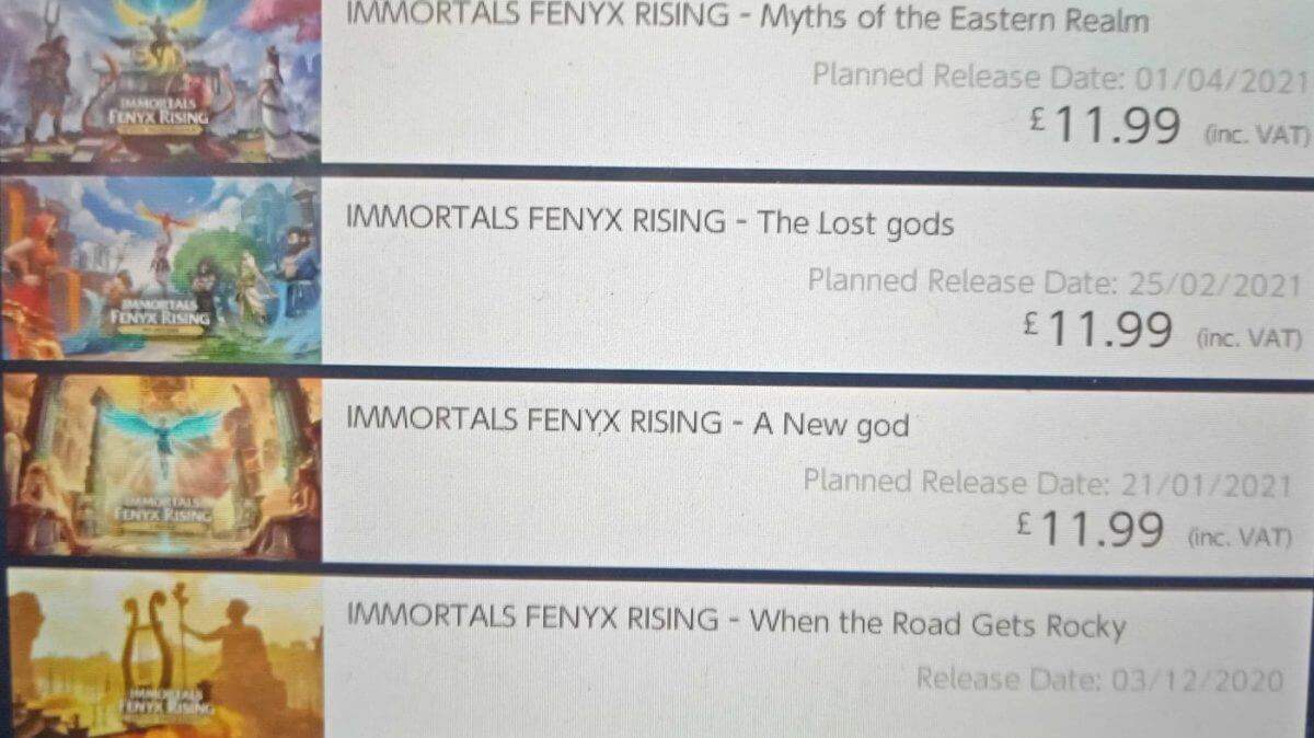 Immortals Fenyx Rising DLC Data Wydania