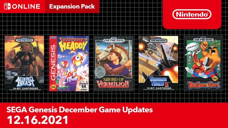 Sega Genesis aktualizacja Nintendo Switch Online + Expansion Pack Grudzień 2021